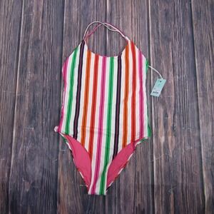 Marine Layer NEW NWT Womens Small Striped Tahiti Cross Back One Piece Swim Suit